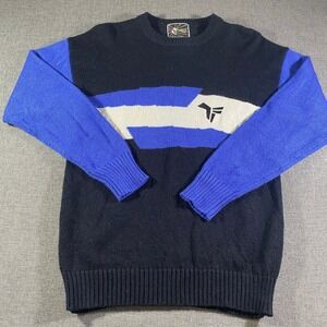 Vintage Tyrolia by Head Sweater Mens Wool Acrylic Blue Black Geometric Knit Top‎
